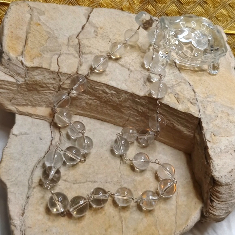 Rock Crystal 925 Sterling Silver Beaded Necklace Pools Of Light